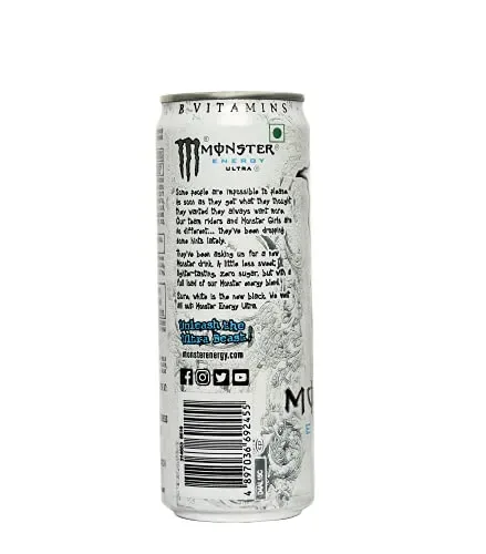 Monster Ultra Zero Sugar Energy Drink 500ml Cans, Case of 24