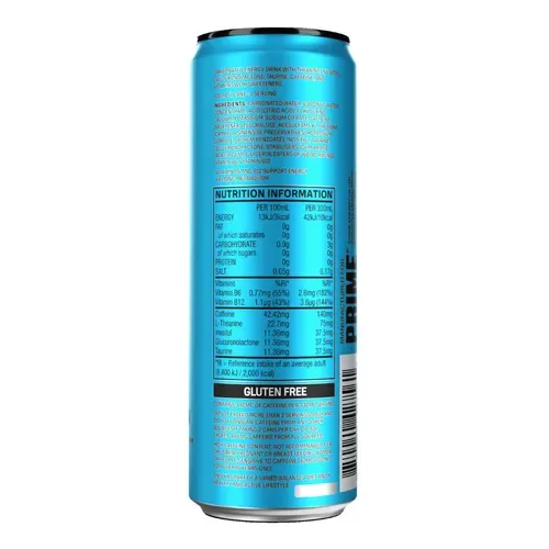 Prime Energy Blue Raspberry 330ml Cans, Case of 12