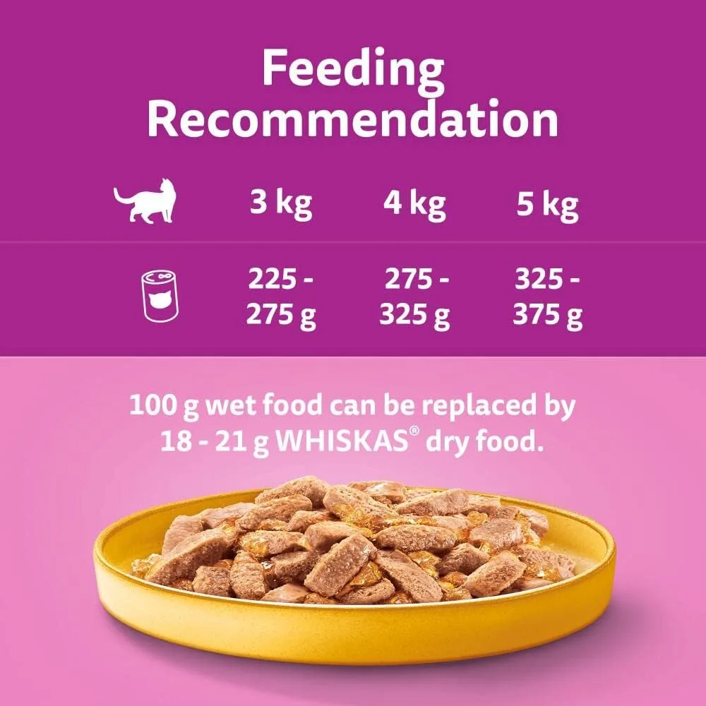 Whiskas Adult Cat Food Chicken in Jelly (wet cat food) 400g Tin/Pouch, Case of 24