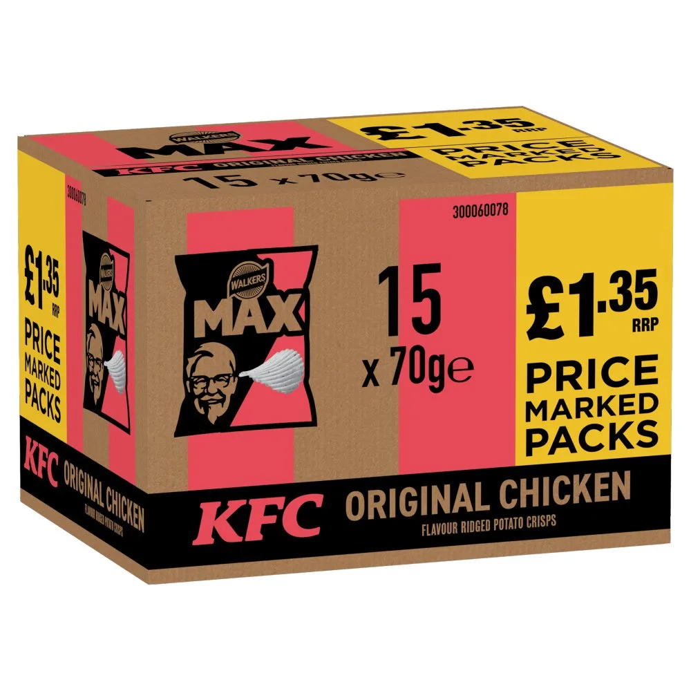 Walkers MAX KFC Original Chicken Crisps 70g PMP £1.35 RRP 70g × 15 × 1 – Walkers